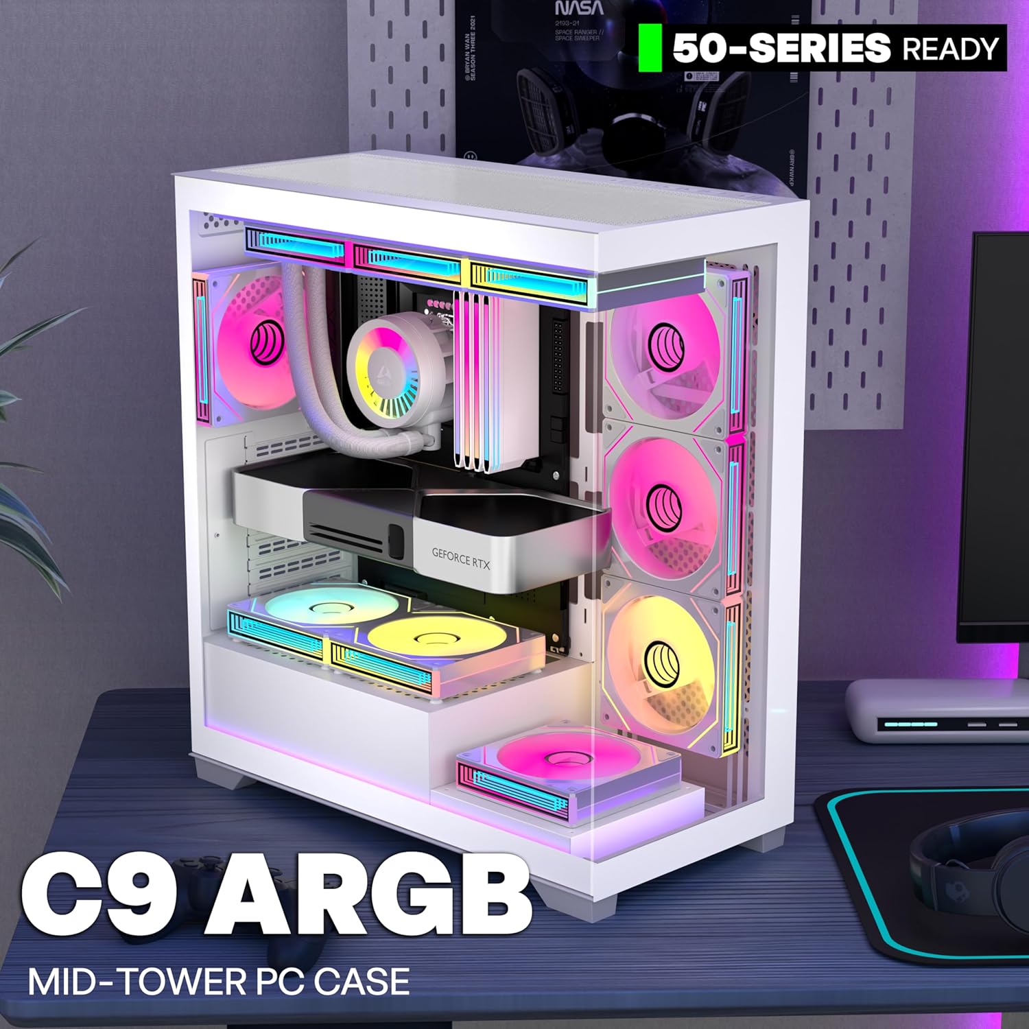 Detalle 2 de ANSAITE ATX PC-Gehäuse ARGB Lüfter