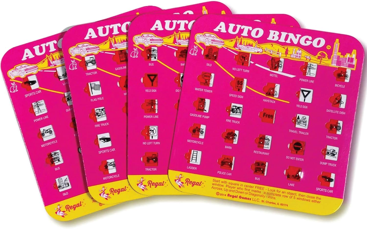 Thumbnail 5 de Regal Games Finger-Tip Shutter Bingo Cards - 4-Pack Travel Set (Interstate & Auto Bingo) with Sliding Windows