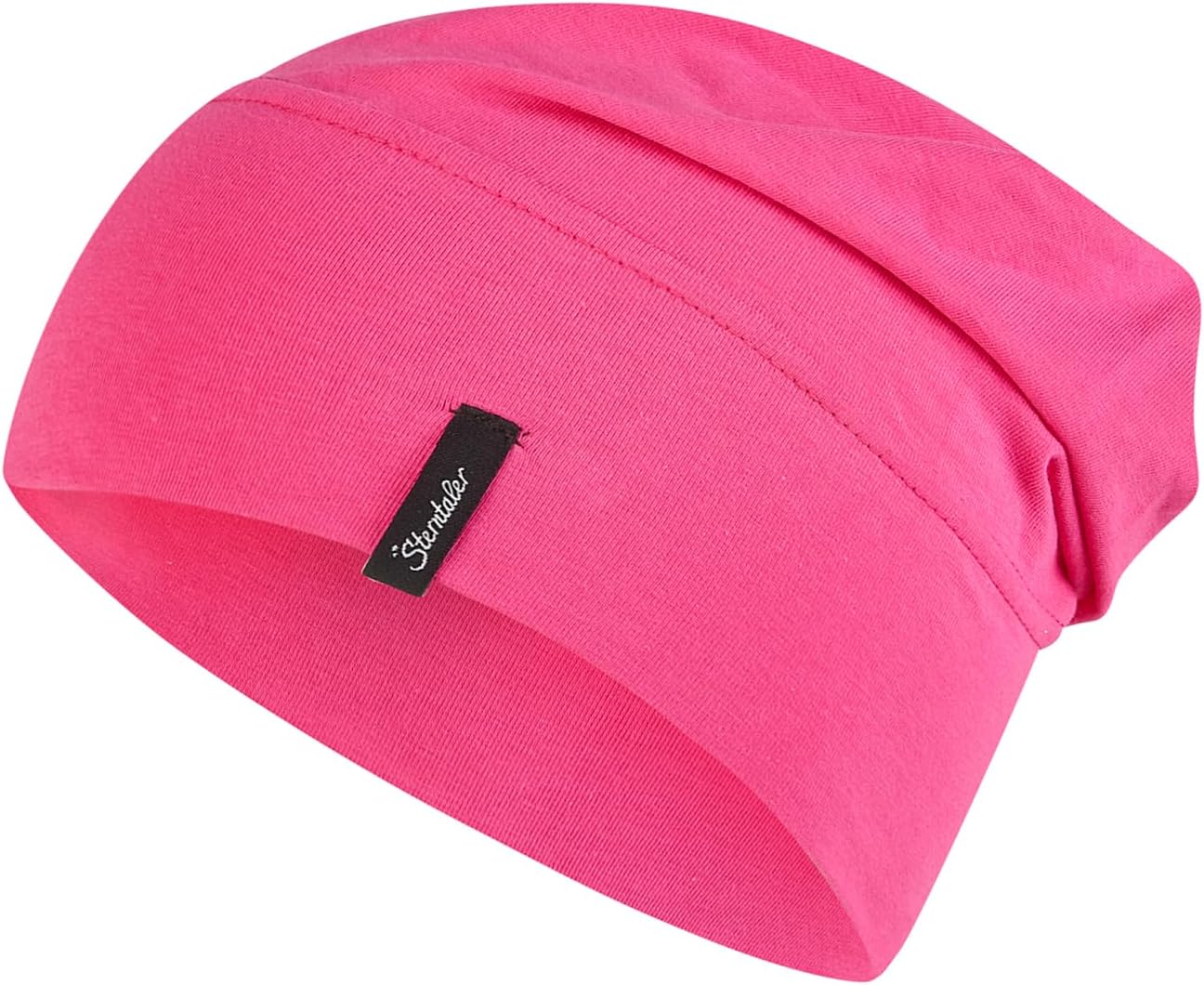Detalle de Sterntaler OCS Beanie Uni Baby-Mütze mit Umschlag und Ohrenklappen (ab Geburt) – Magenta, Größe 53