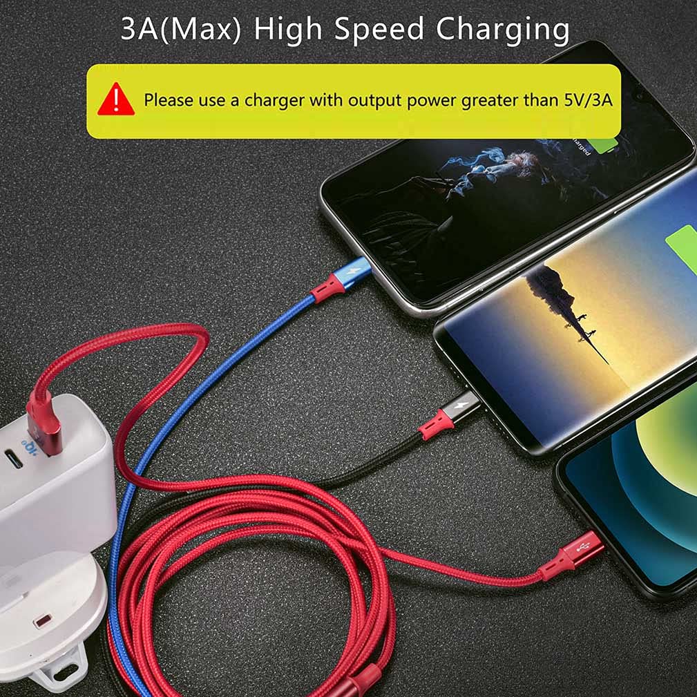 Detalle de 3Pcs 3A multi USB charging cable 1.5m