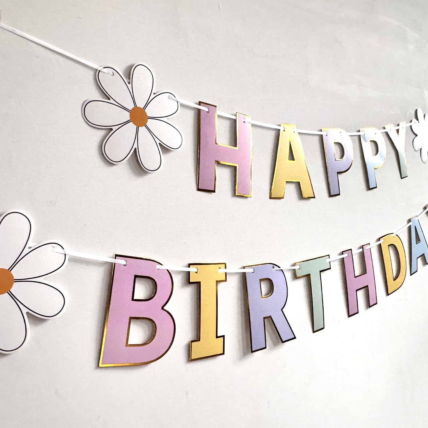 Thumbnail 5 de Fvumhlaoog Happy Birthday Banner pastel daisy party ๐