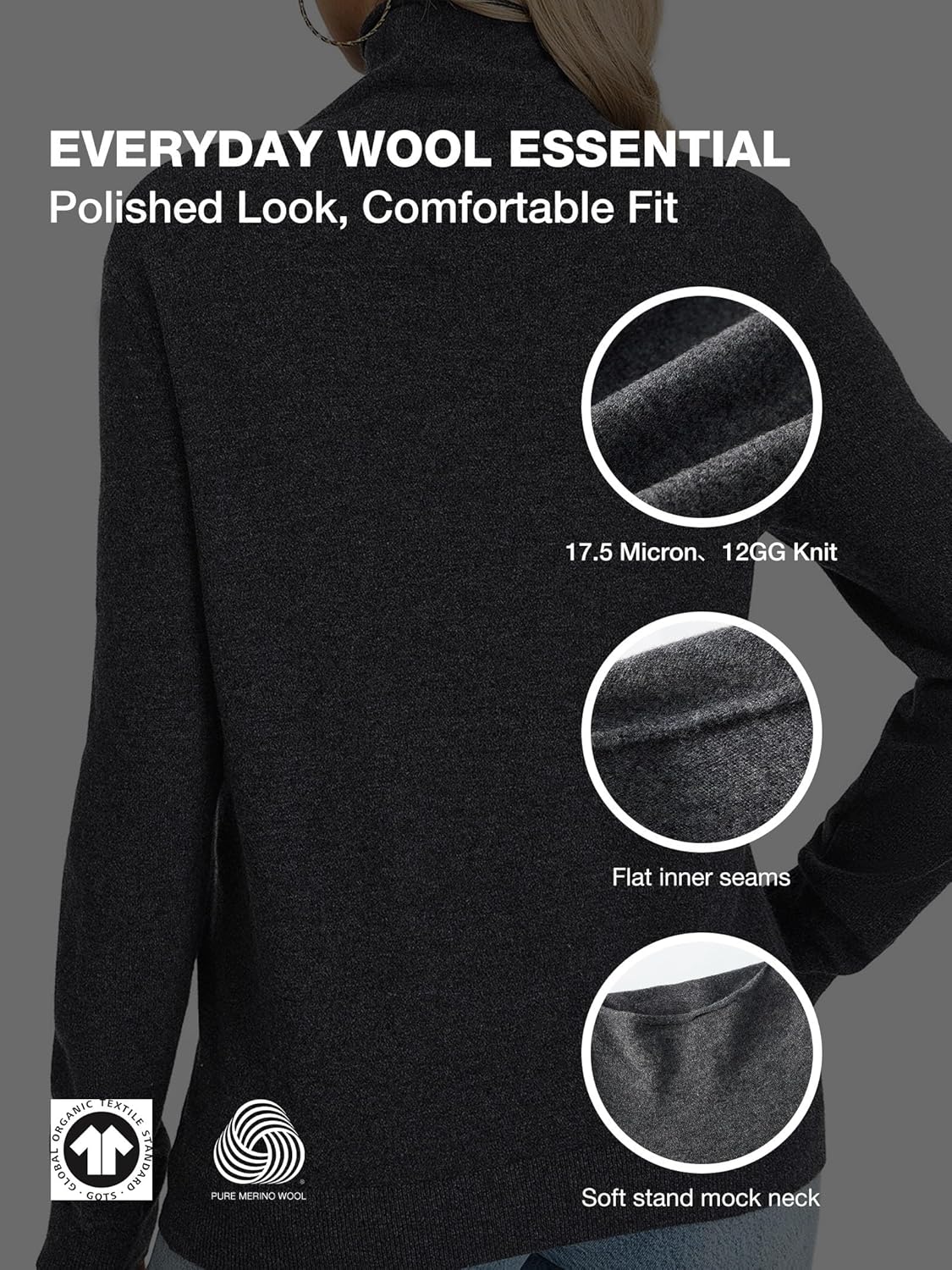 Thumbnail 3 de VETLURY Rollkragenpullover aus 100% Merinowolle – figurbetonter Feinstrick mit Stehkragen
