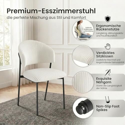 Detalle de JIEXI Ensemble table de salle à manger extensible avec 4 chaises rembourrées - style industriel moderne