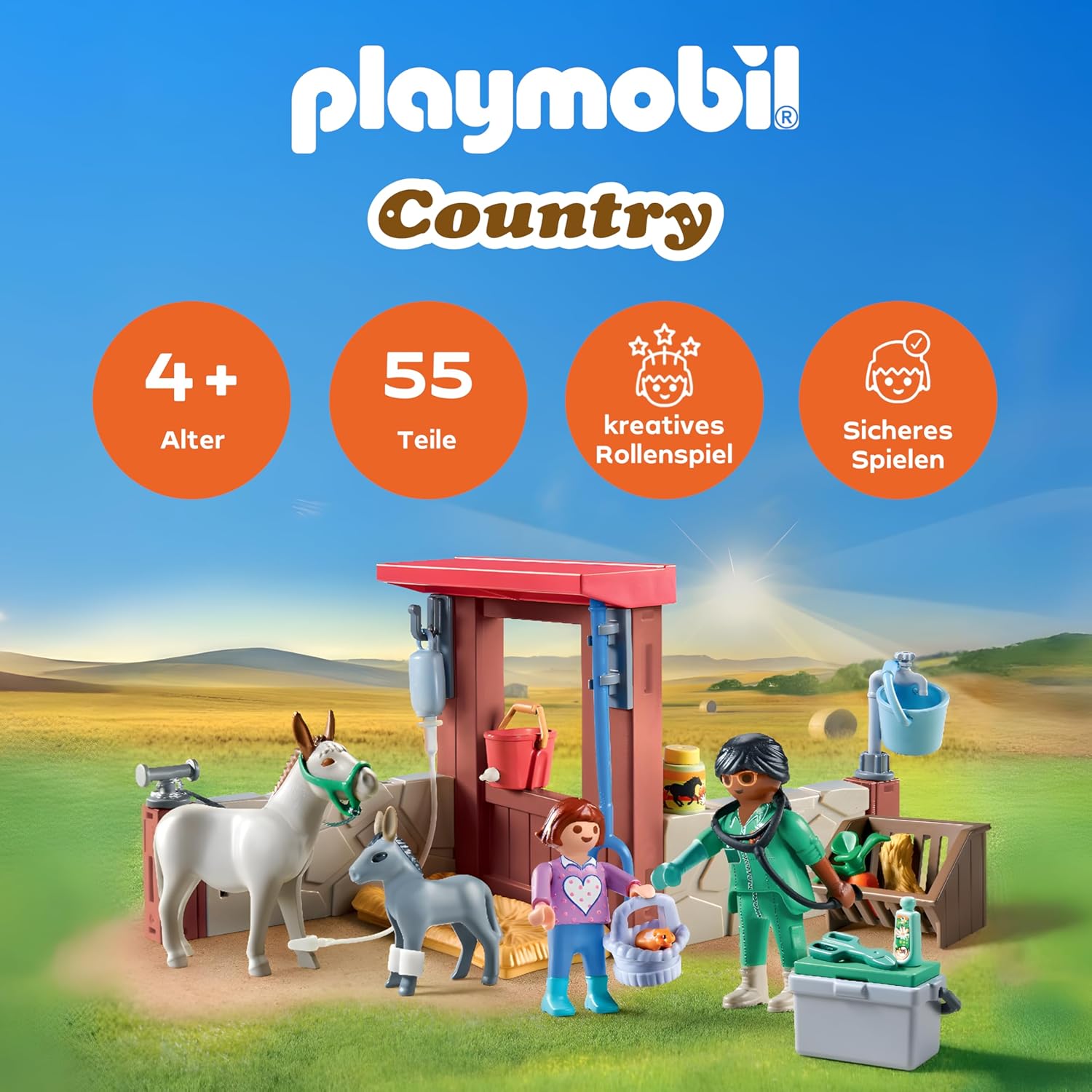 Detalle 2 de PLAYMOBIL Country Tierarzteinsatz bei den Eseln 71471