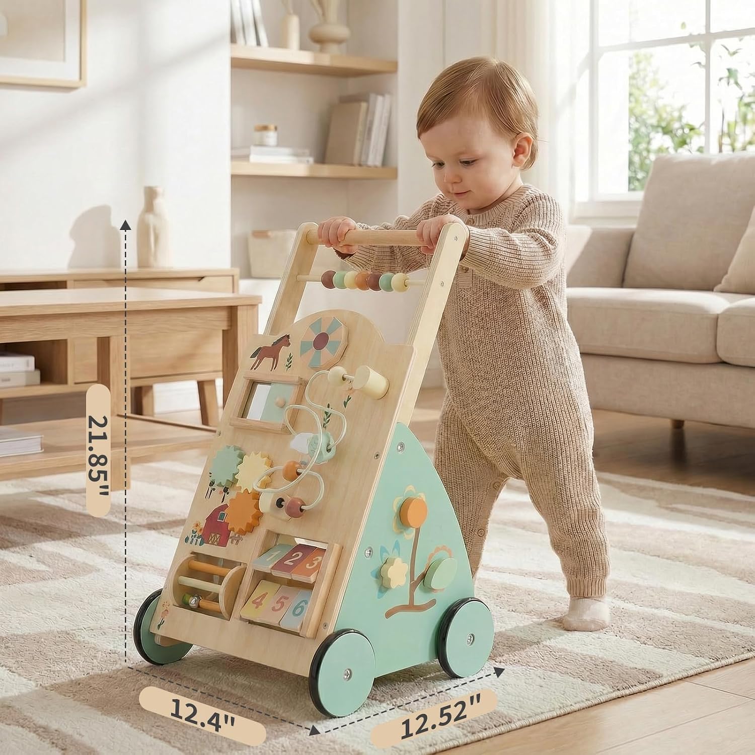 Thumbnail 4 de NEWBULIG Wooden Baby Walker Natural Wood