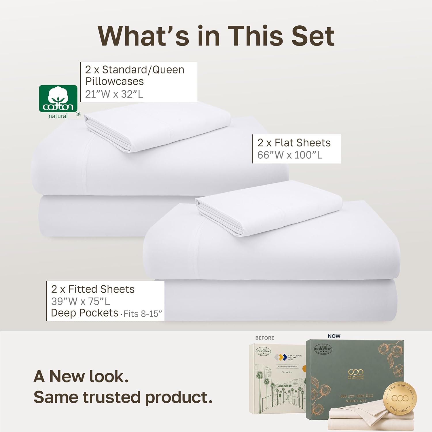Detalle de California Design Den Full Size Sheets Set – 600 Thread Count Sateen, 100% Cotton, Deep Pockets, Sea Mist Blue