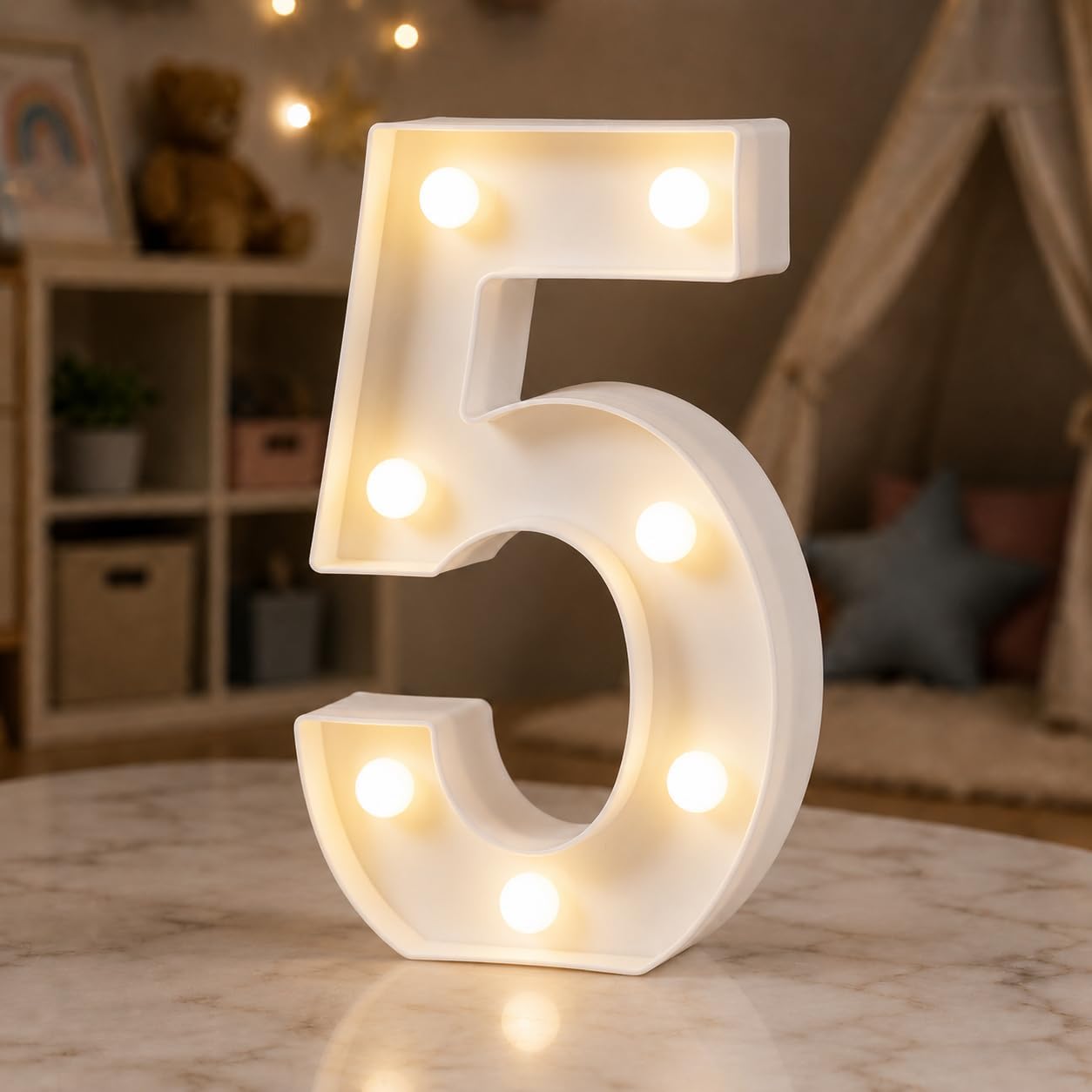Detalle de HXWEIYE Light Up Number 5, 8.58-Inch Battery-Operated Warm White LED