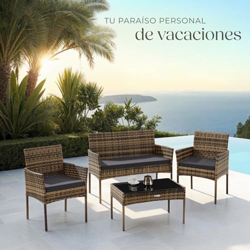 Thumbnail 7 de tectake Conjunto Jardín Ratán 4