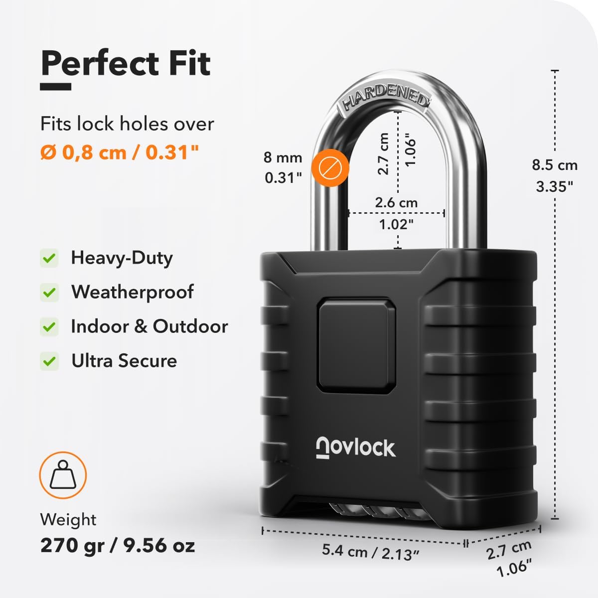 Thumbnail 1 de NOVLOCK Heavy Duty Combination Padlock 8mm 🔒