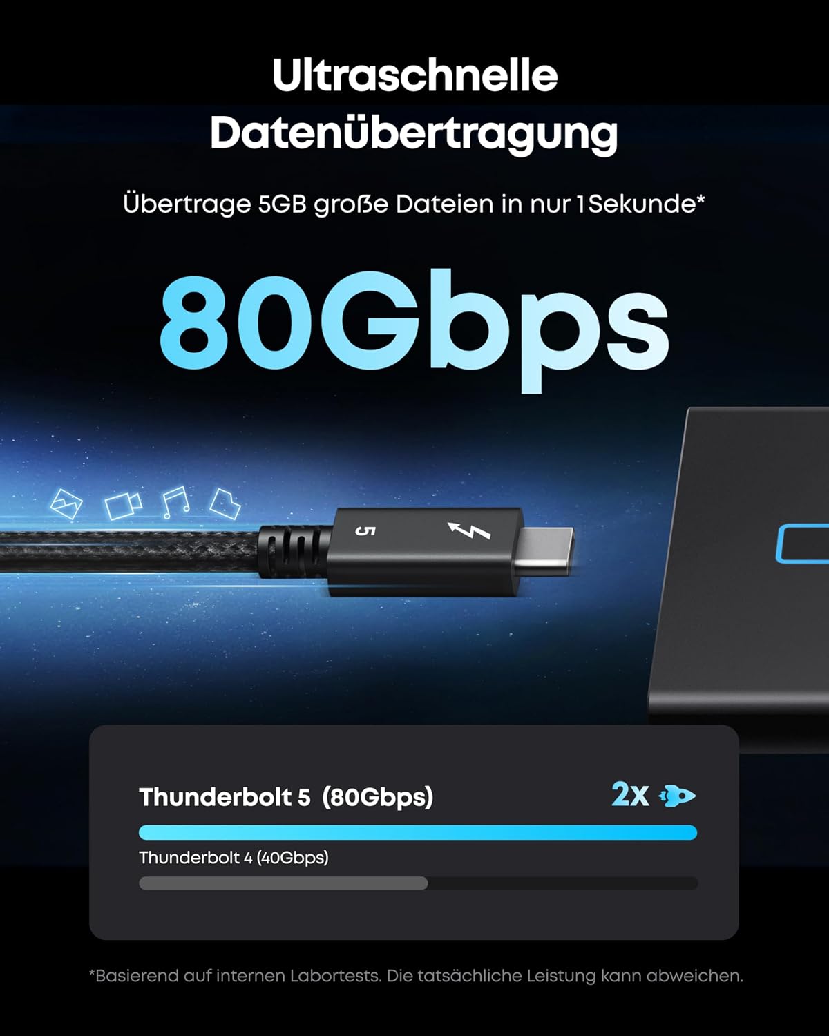 Thumbnail 2 de Anker Prime Thunderbolt 5 Kabel 100 cm – 240W, 80Gbps