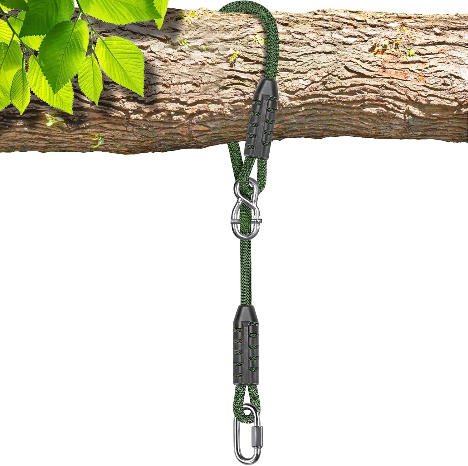 Detalle de SELEWARE Schaukel Befestigung Seil – Verstellbares Seil mit Karabiner, 183 cm, Tragfähigkeit 453 kg