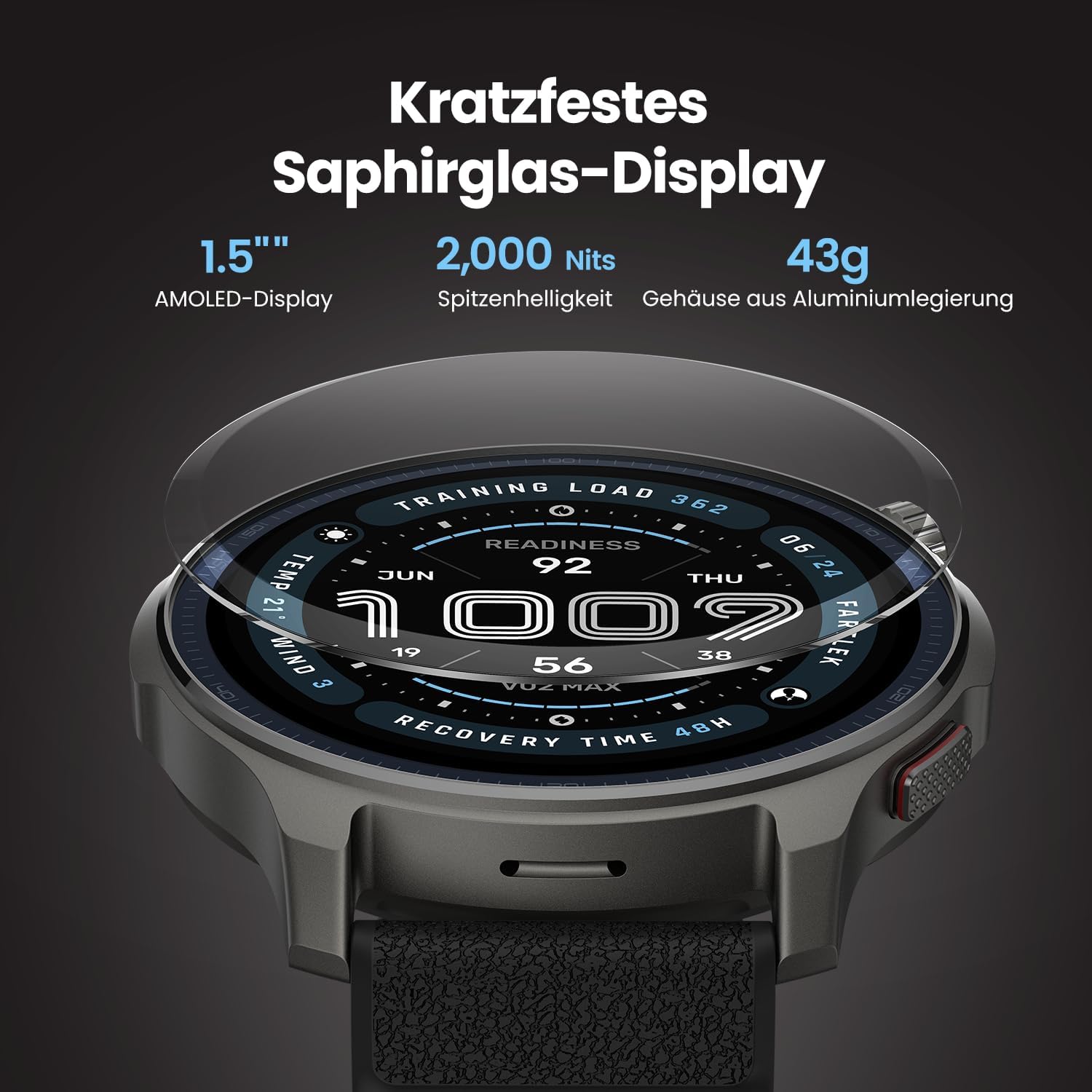 Detalle de Amazfit Balance 2 Smartwatch 47 mm – 21 Tage Akku