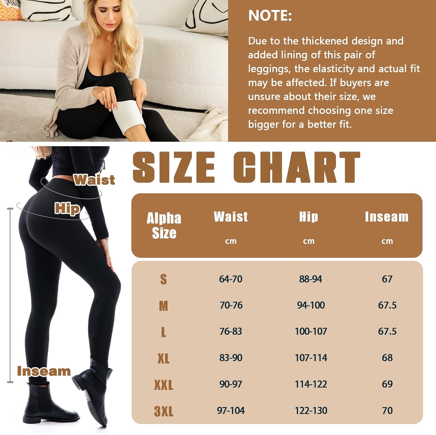 Thumbnail 5 de SINOPHANT Fleece‑lined high‑waist thermal leggings