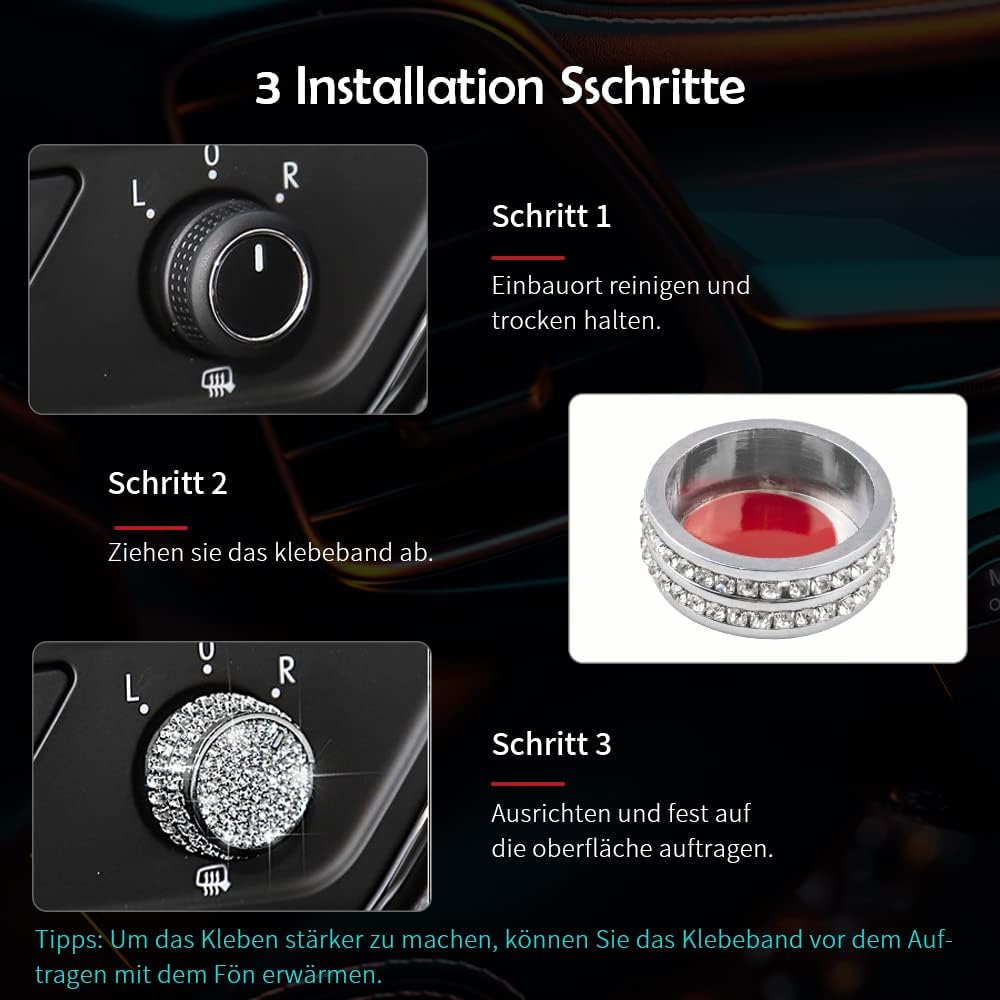 Thumbnail 5 de BLINGOOSE Glitzer Rückspiegel Aufkleber für VW Golf