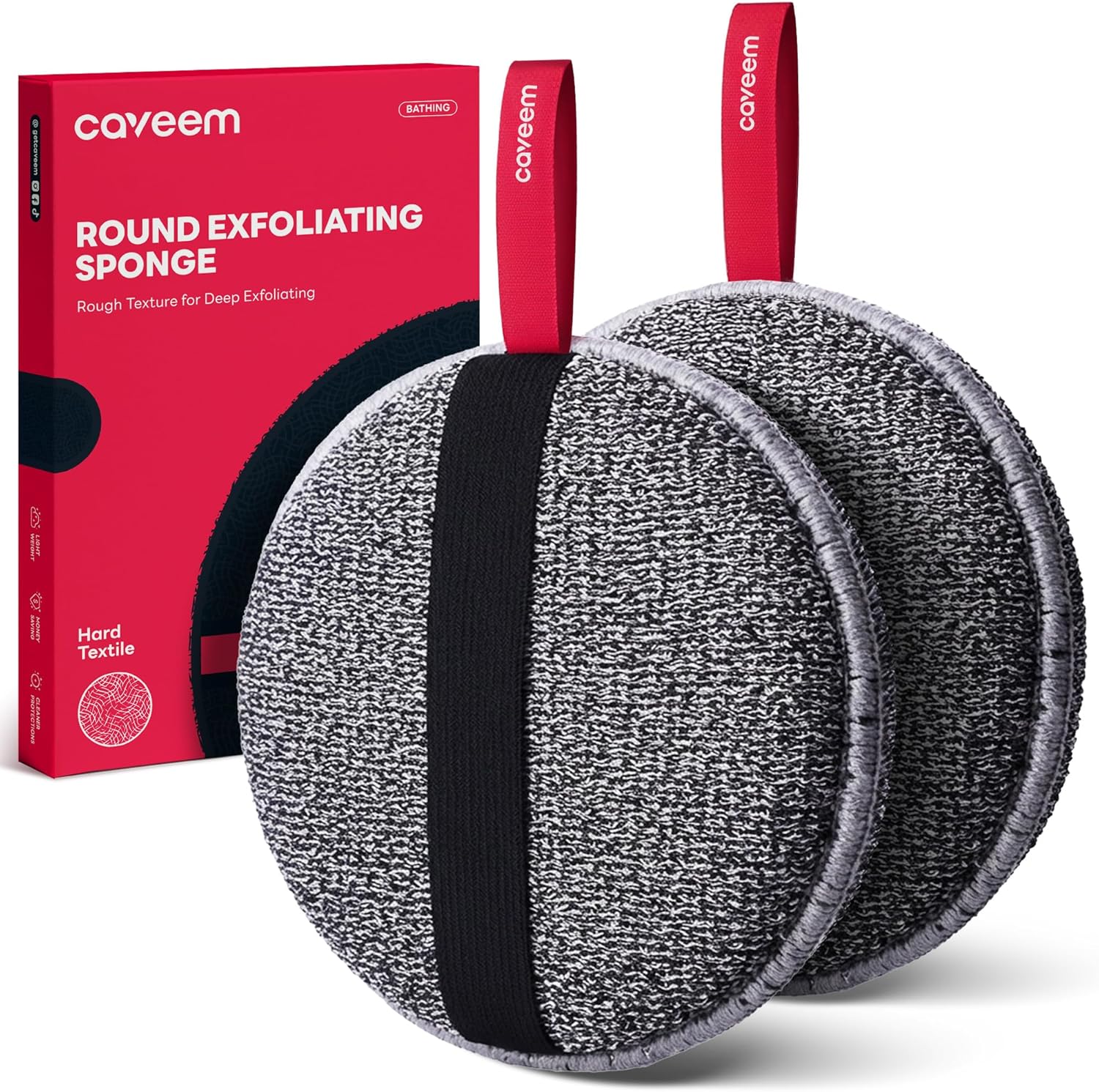 CAVEEM Éponge exfoliante pour le corps (extra rugueuse) – Lot de 2