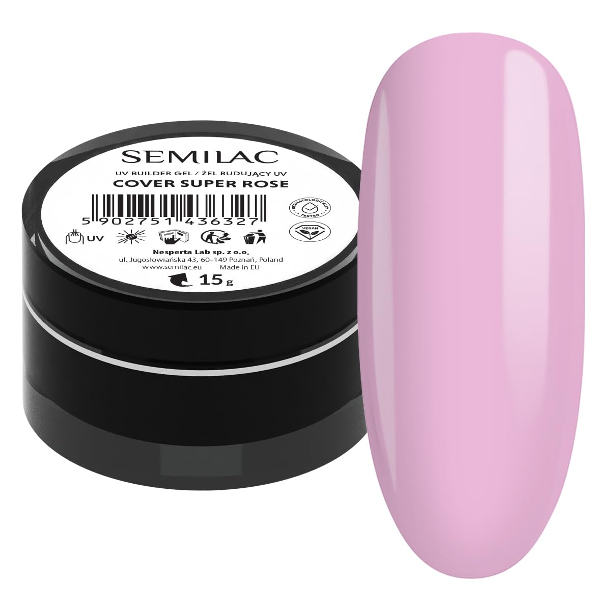 Detalle 2 de Semilac Builder Gel Cover Warm Beige (Aufbaugel) – 15 g für natürliche Cover-Effekte