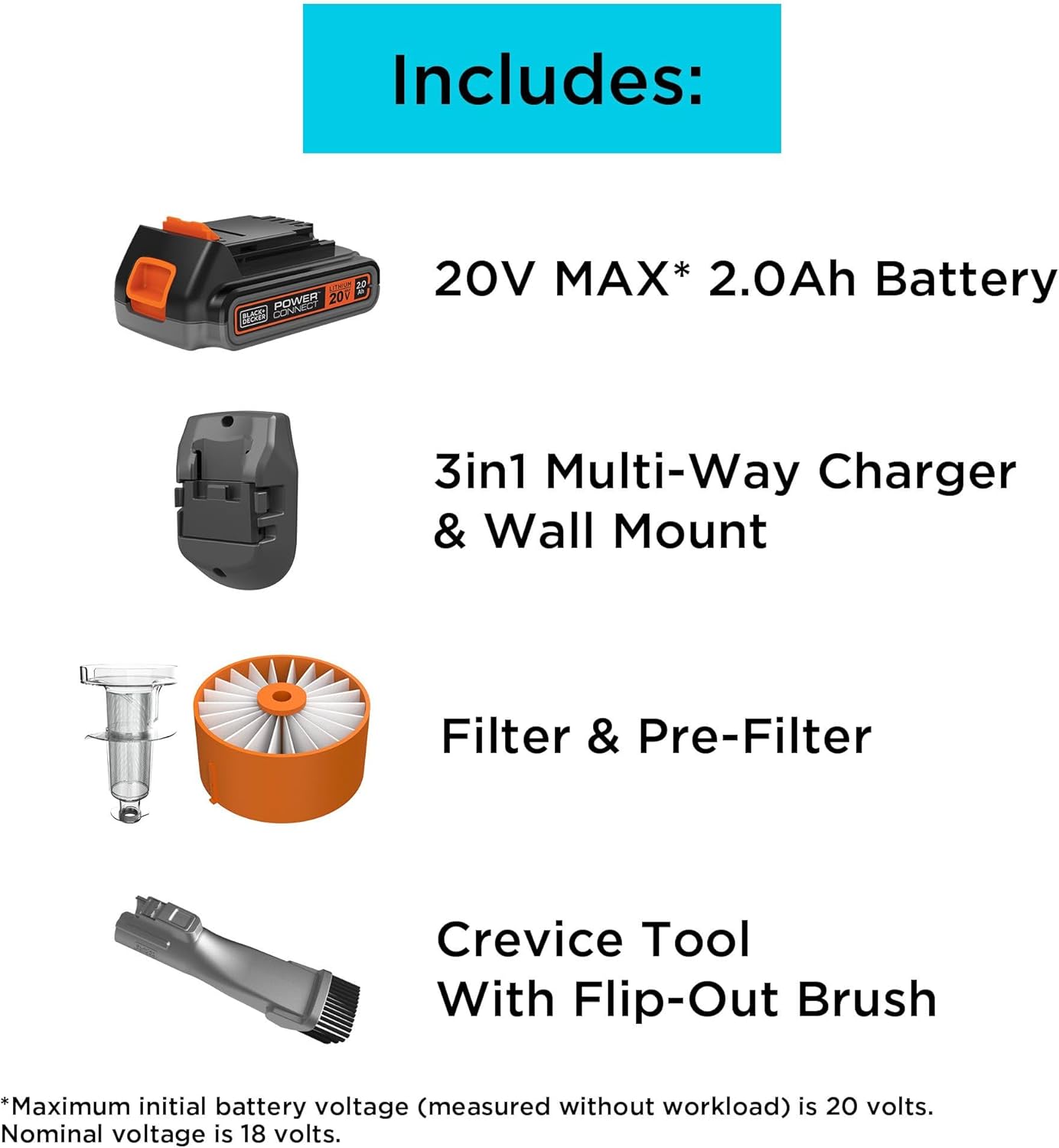 Detalle de BLACK+DECKER Powerseries Extreme BSV2020G Cordless Stick Vacuum, 20V