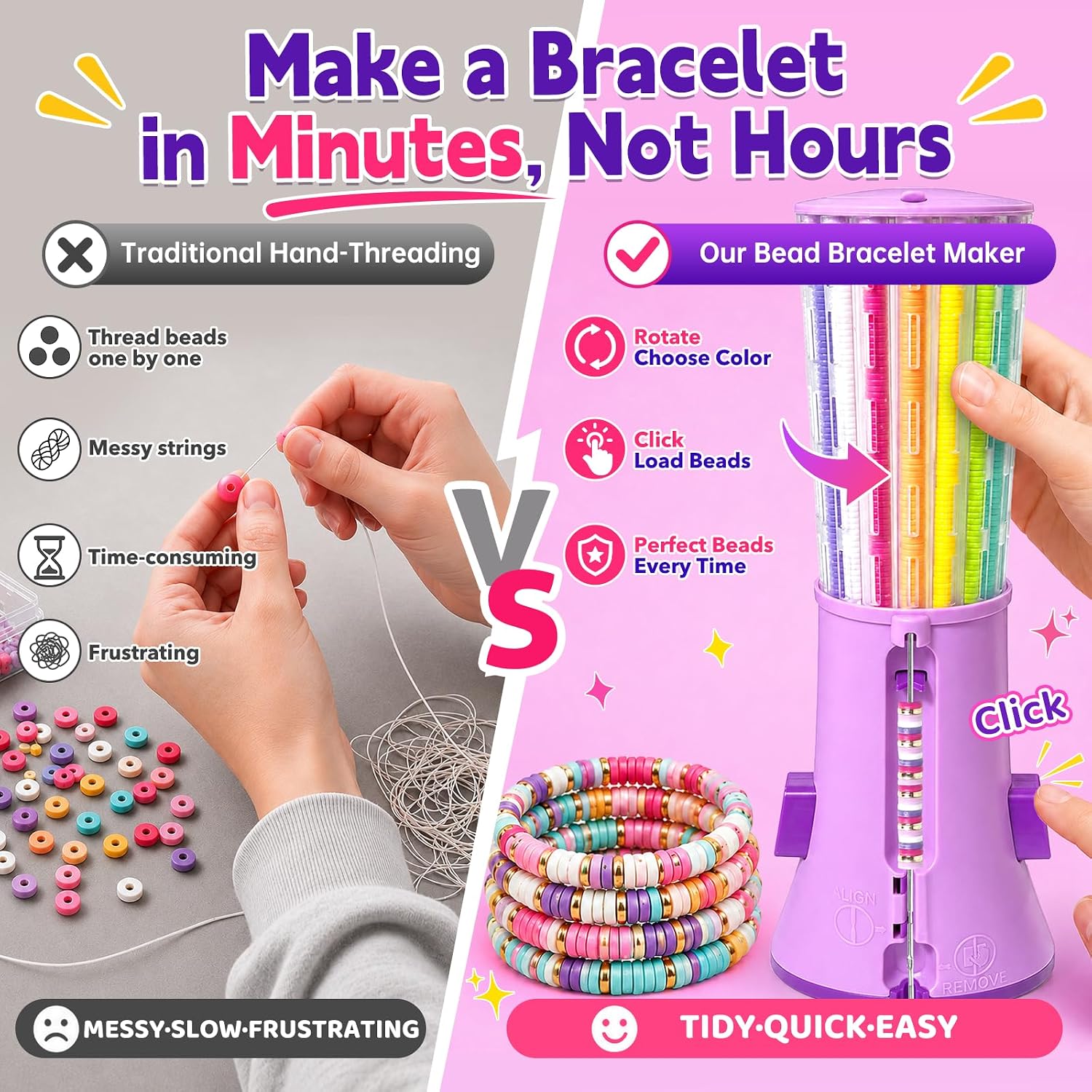 Thumbnail 6 de Fozcmisw Machine à bracelets enfant — kit créatif 2600+ perles, 16 couleurs, plateau tourneur pour 6–12 ans