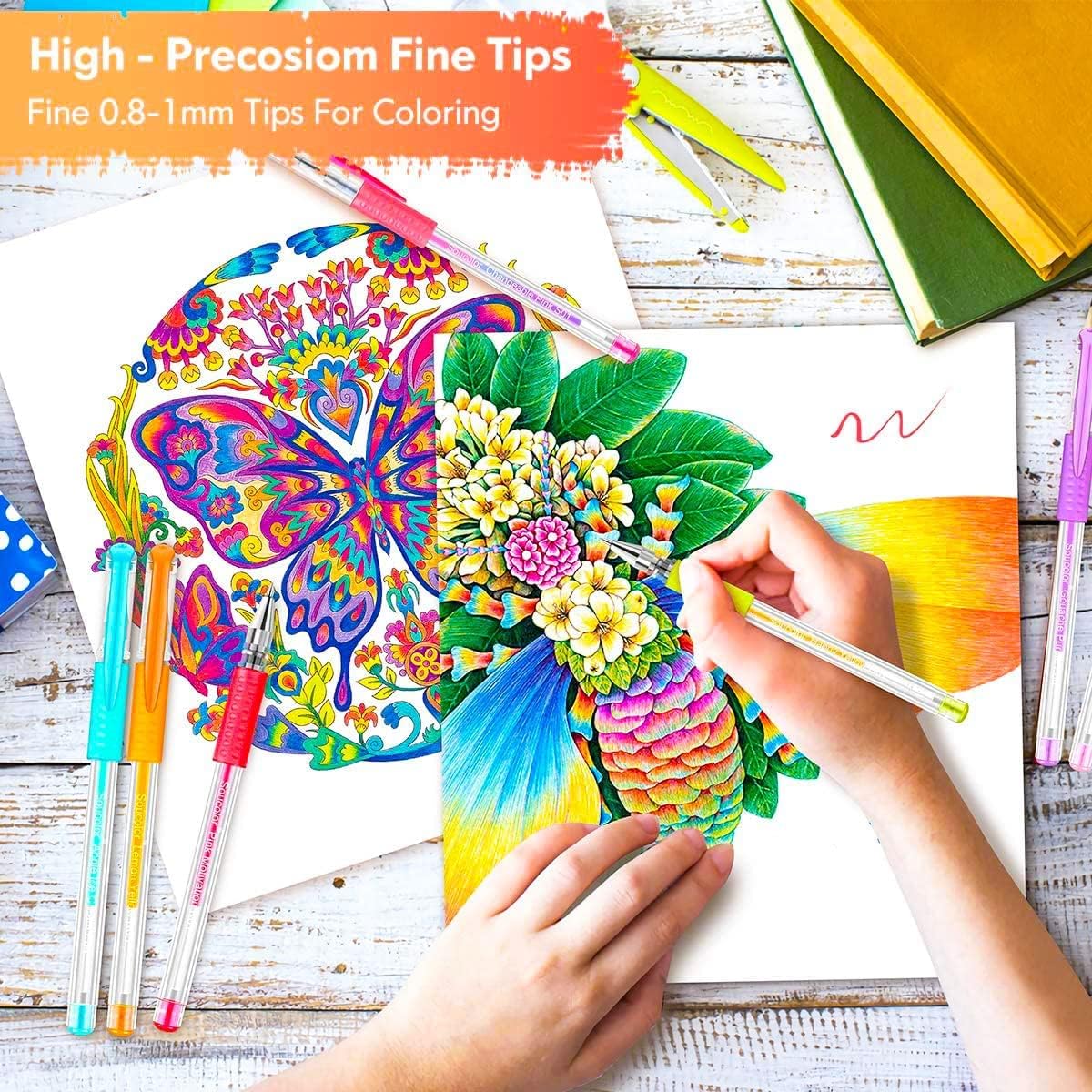 Detalle 2 de Soucolor 120 Gel Pen Set with 60 Colors, Matching Refills, and Zipper Case