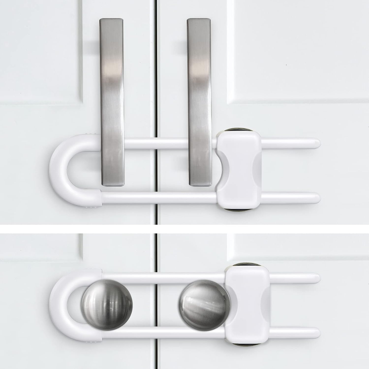 Detalle 2 de SPISPI CL002 U-Shaped Cabinet Locks, Adjustable, White, Pack of 2