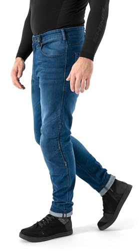 Detalle de Shima Rider Pantalón Moto Hombre con Protectores Airforce – Tejanos ajustados en azul, talla 34/34
