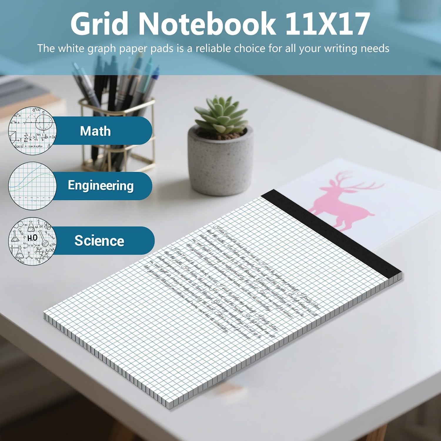 Detalle de Roneky 11 x 17 Graph Paper Pad, 4x4 Quad Grid, 30 Sheets