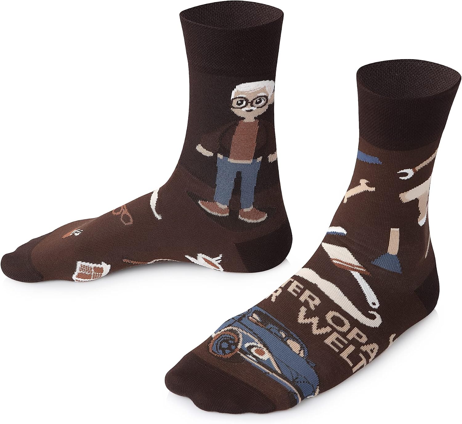 Detalle de TODO Colours Lustige Socken mit Motiv „Bester Opa“ – mehrfarbig, 80 % Baumwolle