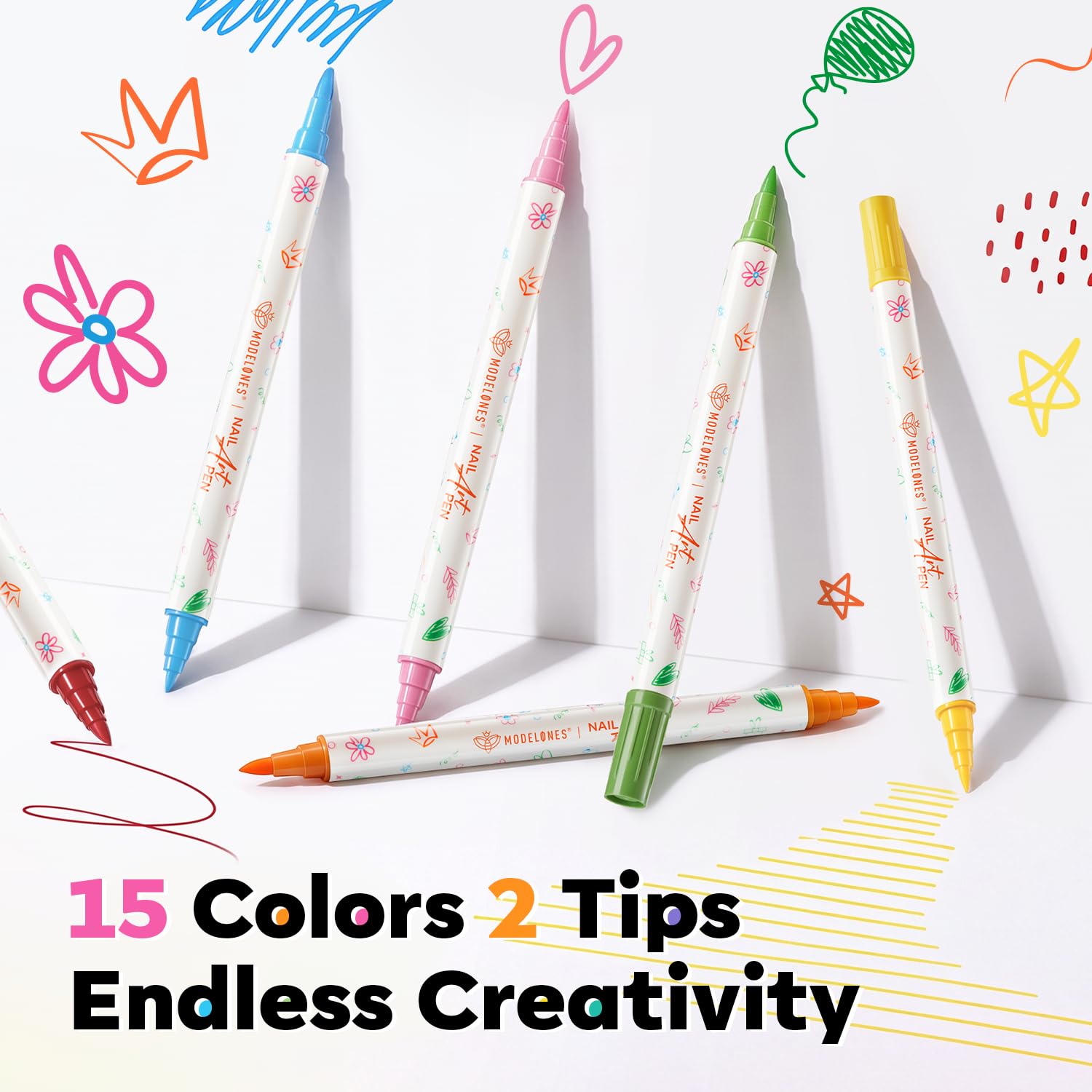Detalle 2 de Modelones 15-Color Dual-Tip Nail Art Pens with 0.7 mm Fine Tips