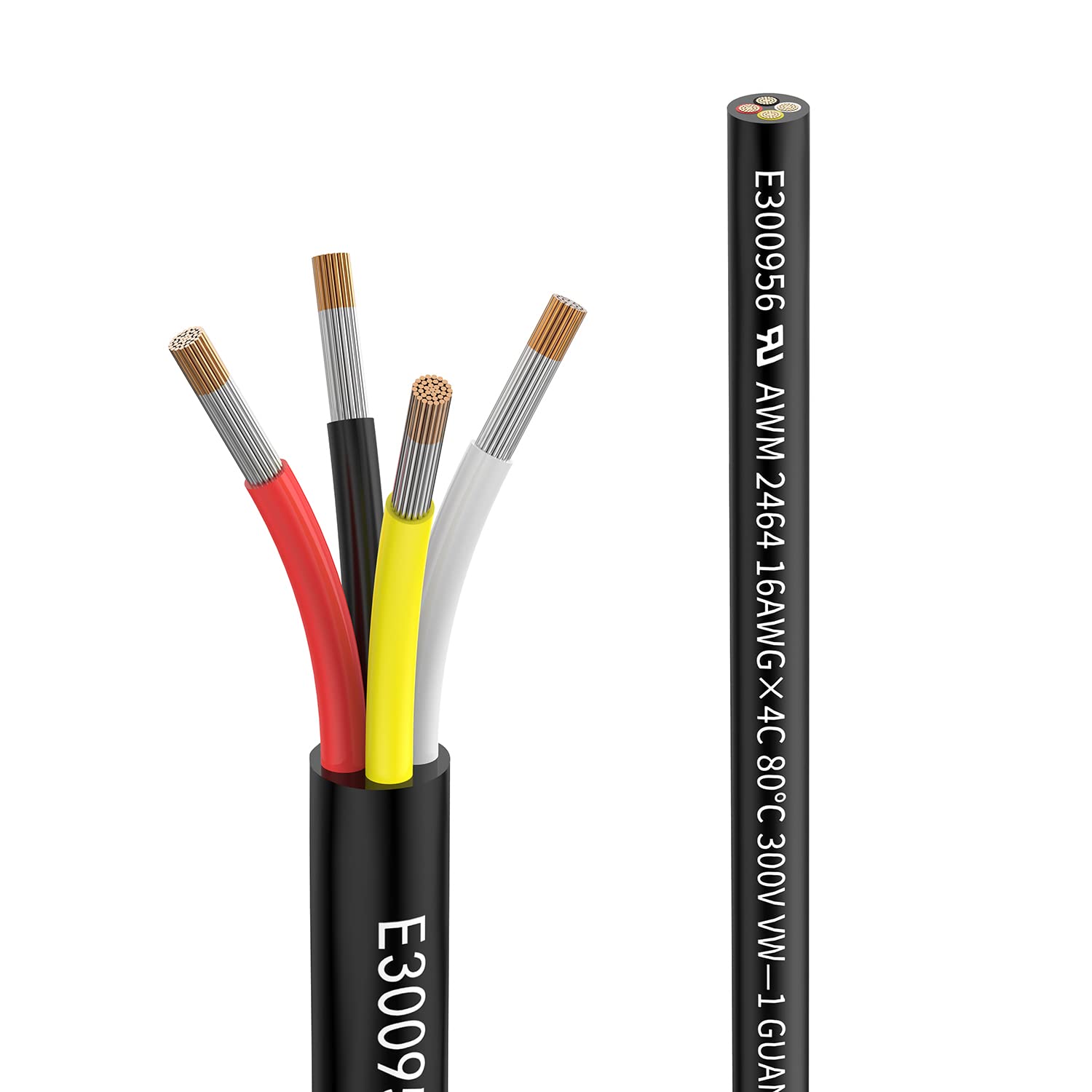 Detalle de 16 AWG 4×1,3 mm² 10 m verzinntes Kupferkabel (UL2464) – 300V, VW-1/FT1, schwarz