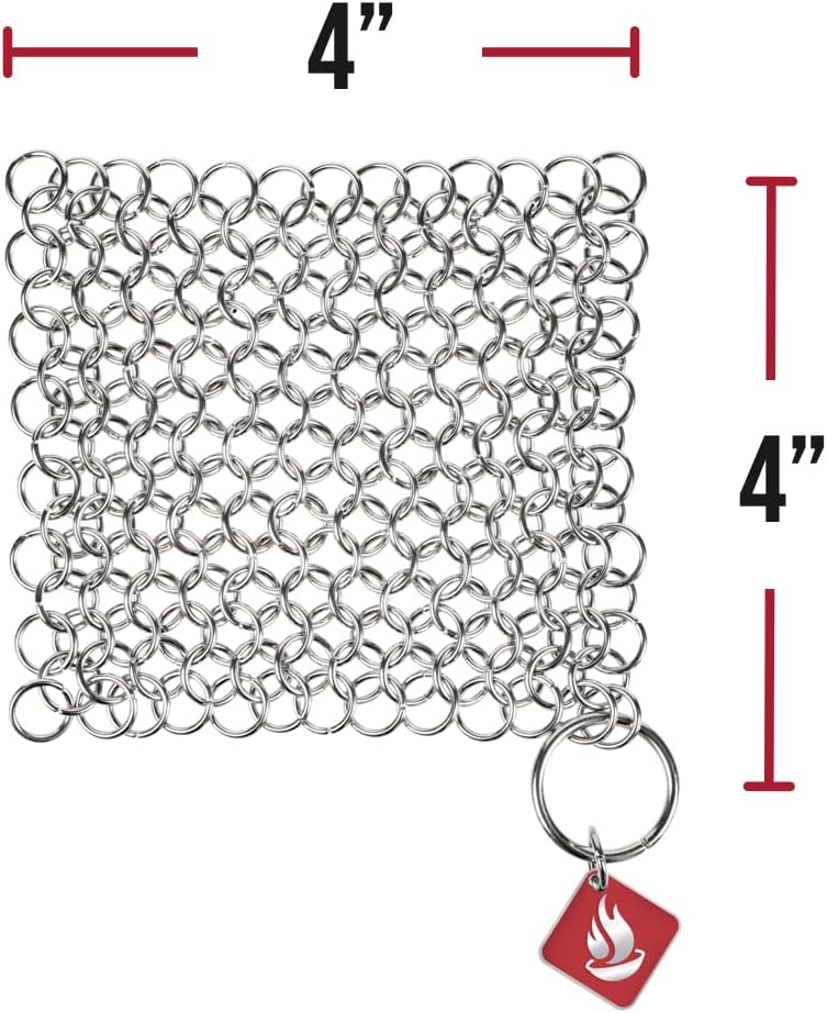 Detalle de Knapp Made CM Scrubber 4" x 4" Small Ring Chainmail Cast Iron Scrubber