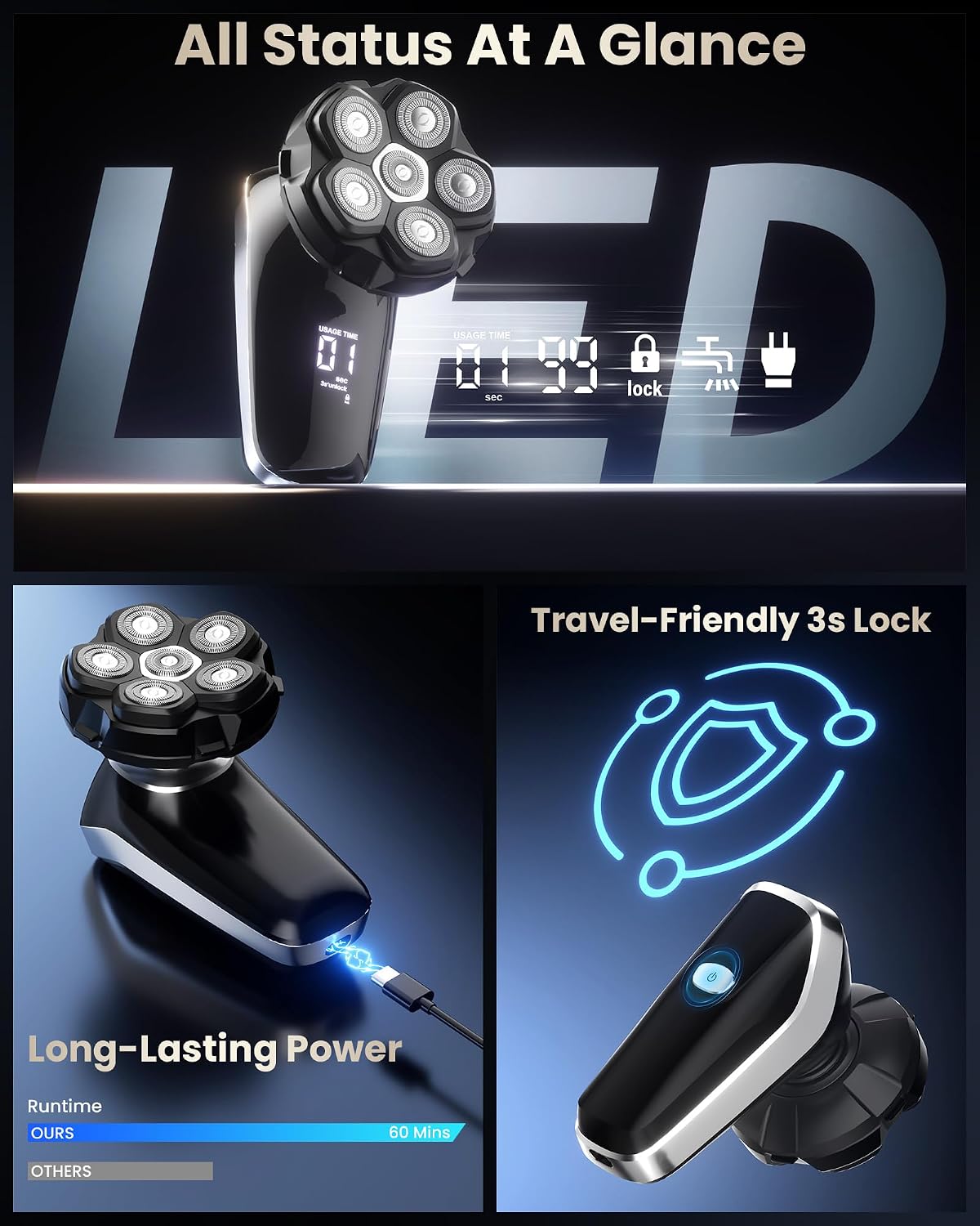Thumbnail 6 de VIKICON FK-8609 Electric Back Shaver with 6D Head and Detachable Handle