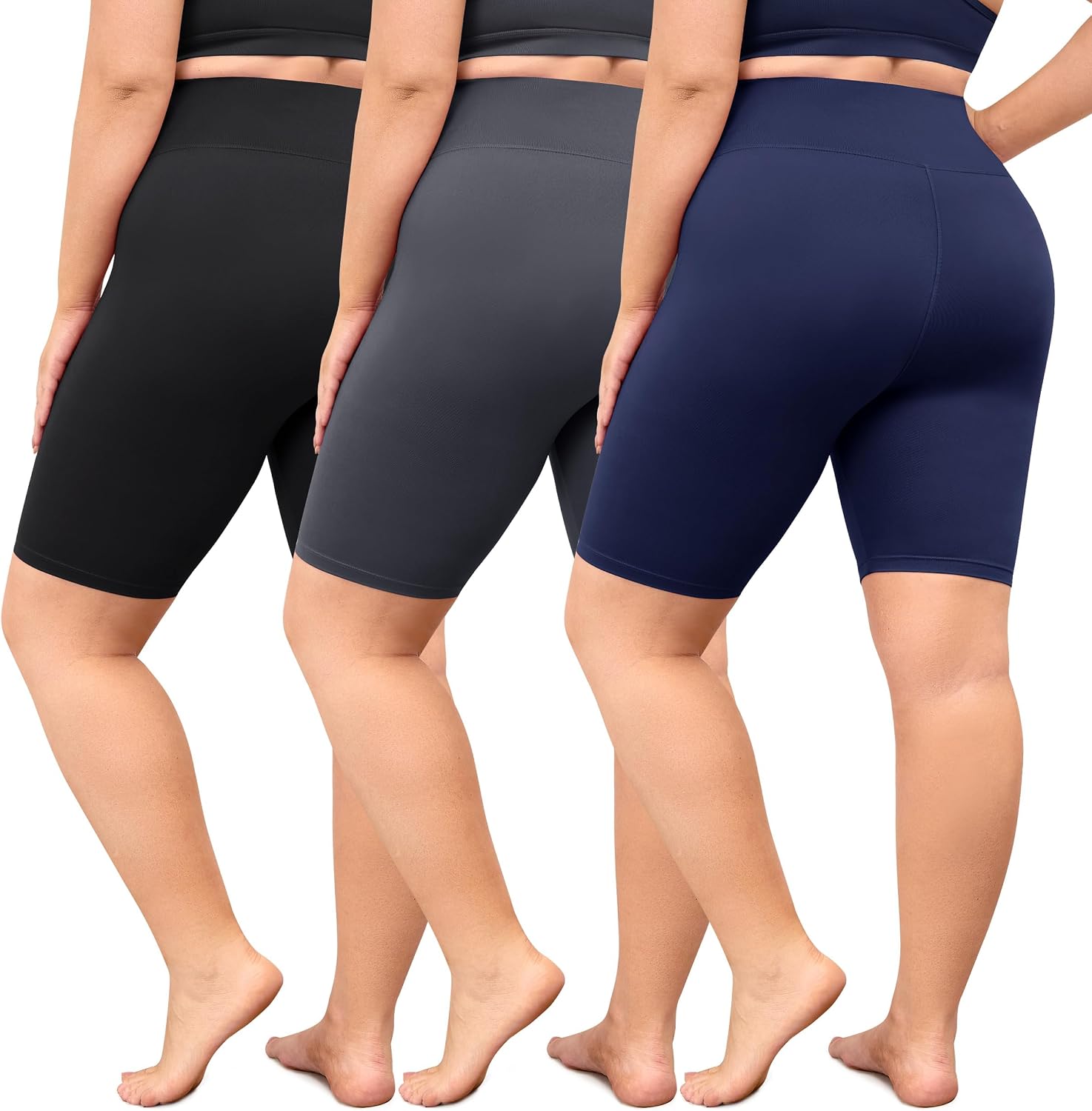 Detalle de VALANDY Creamlush Cycling Shorts for Women – 8" High Waisted, Butter-soft Athletic Shorts