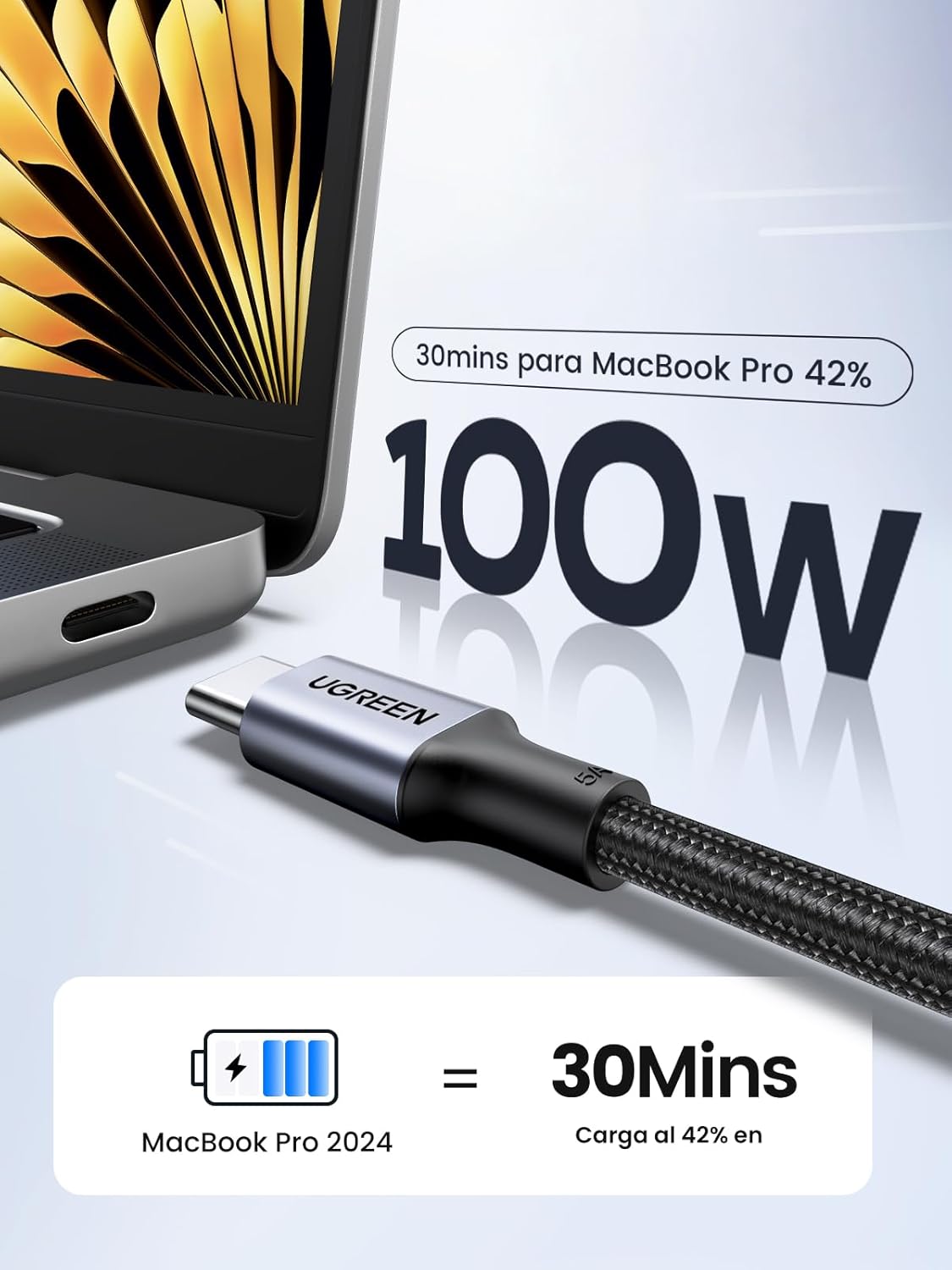 Detalle 2 de UGREEN Cable USB C Carga Rápida 100W