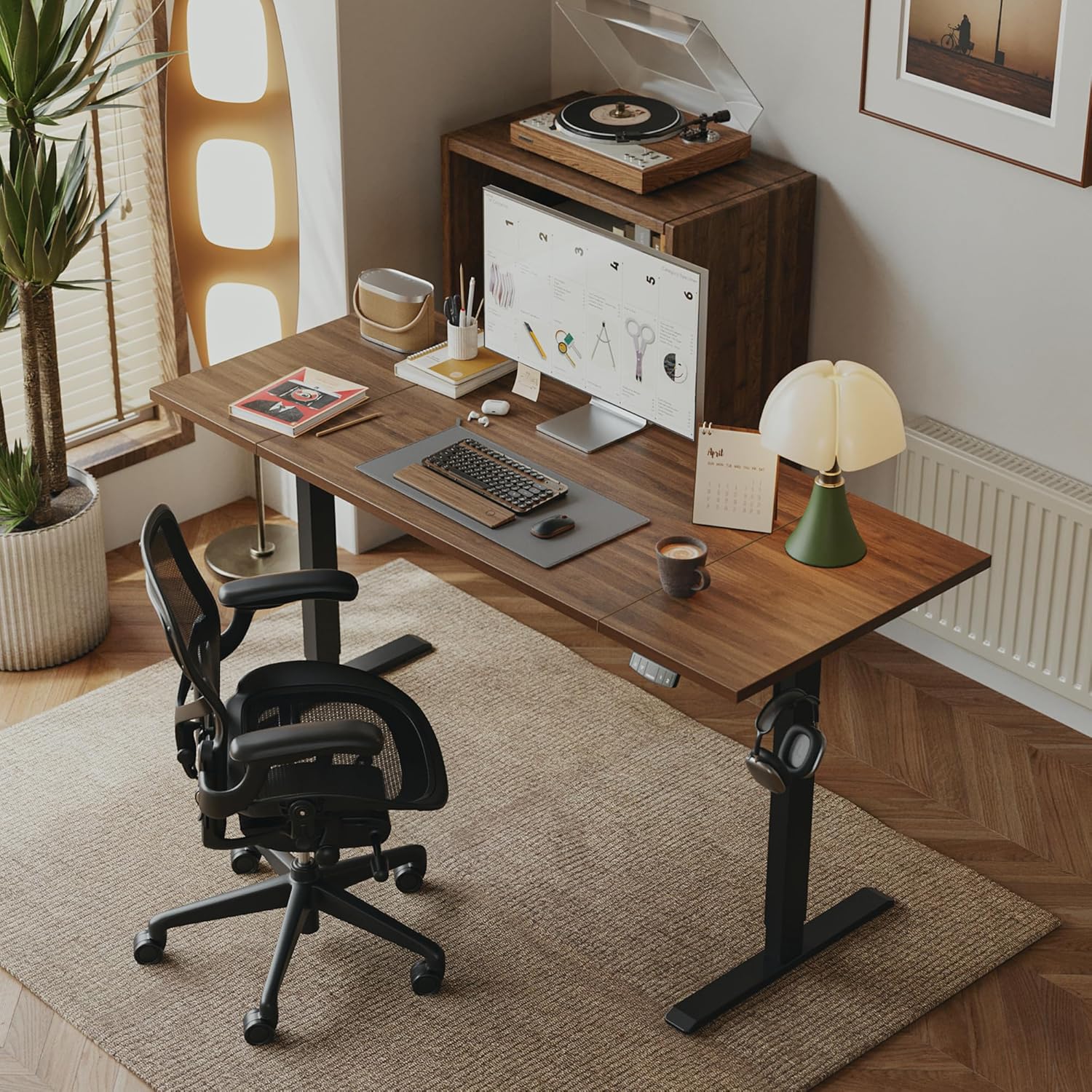 Thumbnail 1 de Agilestic Electric Standing Desk (71 x 24 in) with Height Memory Presets, Dark Walnut
