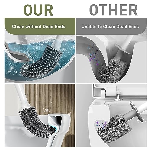 Detalle de ASOBEAGE Silicone Toilet Brush with Flexible Head and Wall Mount – White
