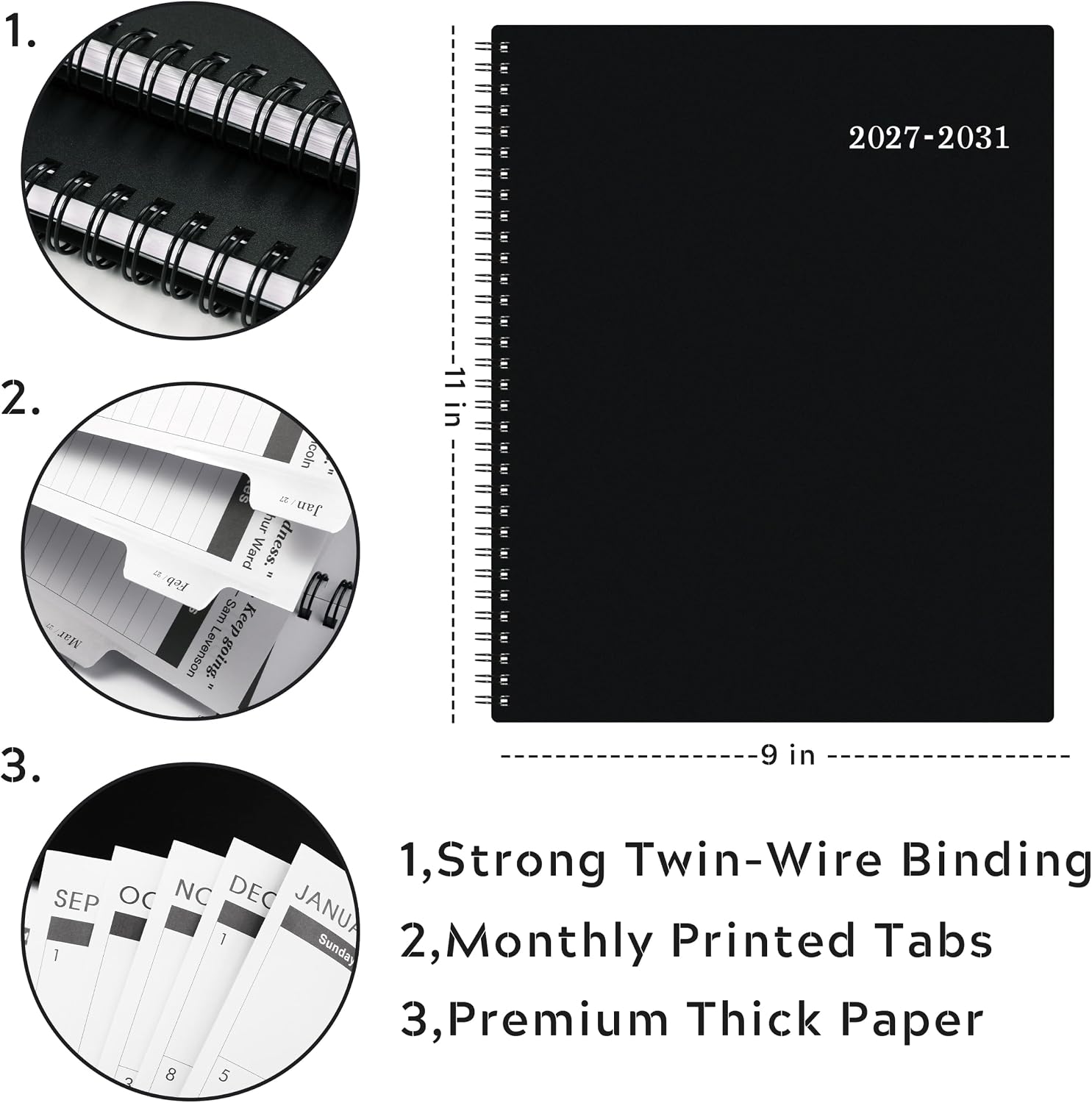 Detalle 1 de Artfan ANA4HEWN25Z13 2027–2031 Monthly Planner, 9" x 11", Twin-Wire Binding
