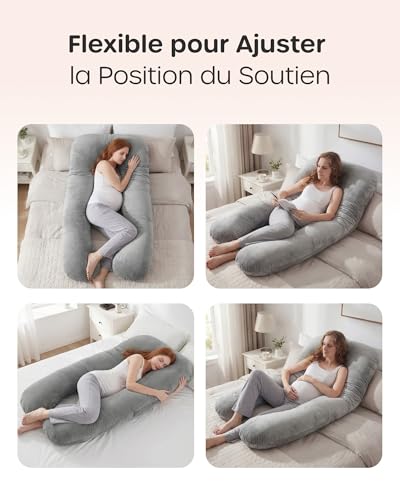 Thumbnail 6 de Nuliie Coussin de Grossesse pour Dormir en forme de U – Oreiller de Corps Gris