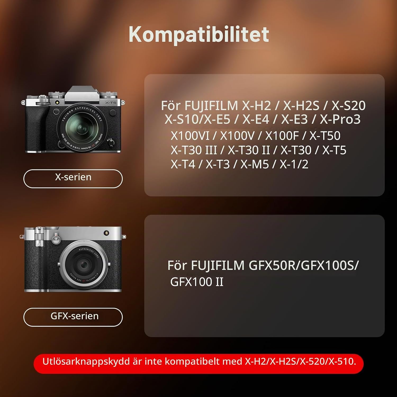 Detalle de SMALLRIG 6238 blixtskoskydd med avtryckarknapp i rosenträ