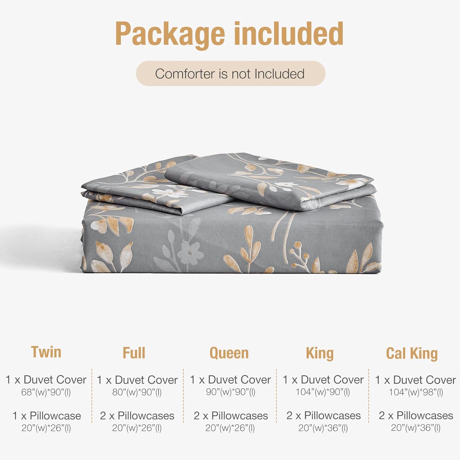 Thumbnail 5 de Tokokimo King Size Duvet Cover Set – Reversible Yellow Floral on Grey Microfibre, 220x230 cm (2 Pillowcases)