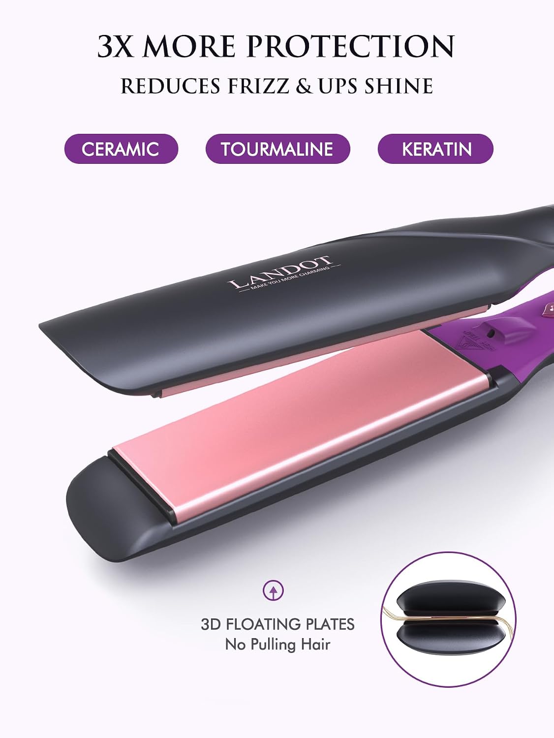 Thumbnail 5 de LANDOT 45mm Wide Plate Ceramic Ionic Hair Straightener