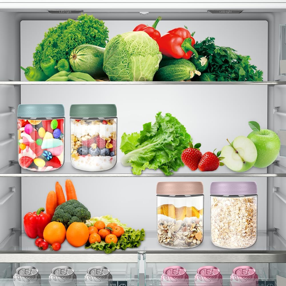 Thumbnail 6 de Aolso Contenitori Alimentari: 4 Vasetti in Vetro da 480 ml, colorati e lavastoviglie/Freezer/Microonde