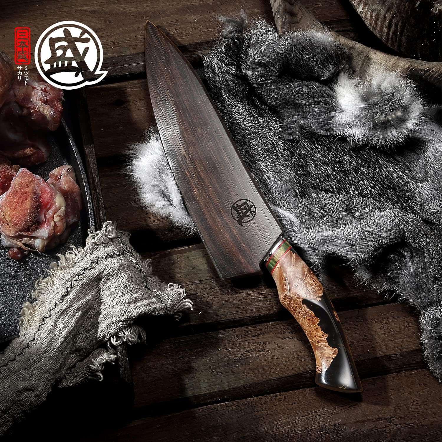 Detalle 2 de MITSUMOTO SAKARI Damascus Chef's Knives 8-Inch Gyuto, 440C Steel