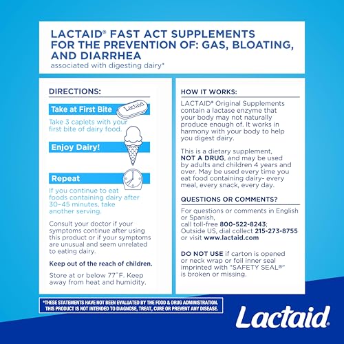 Thumbnail 6 de Lactaid Original Strength Lactose Intolerance Caplets, 120 Ct