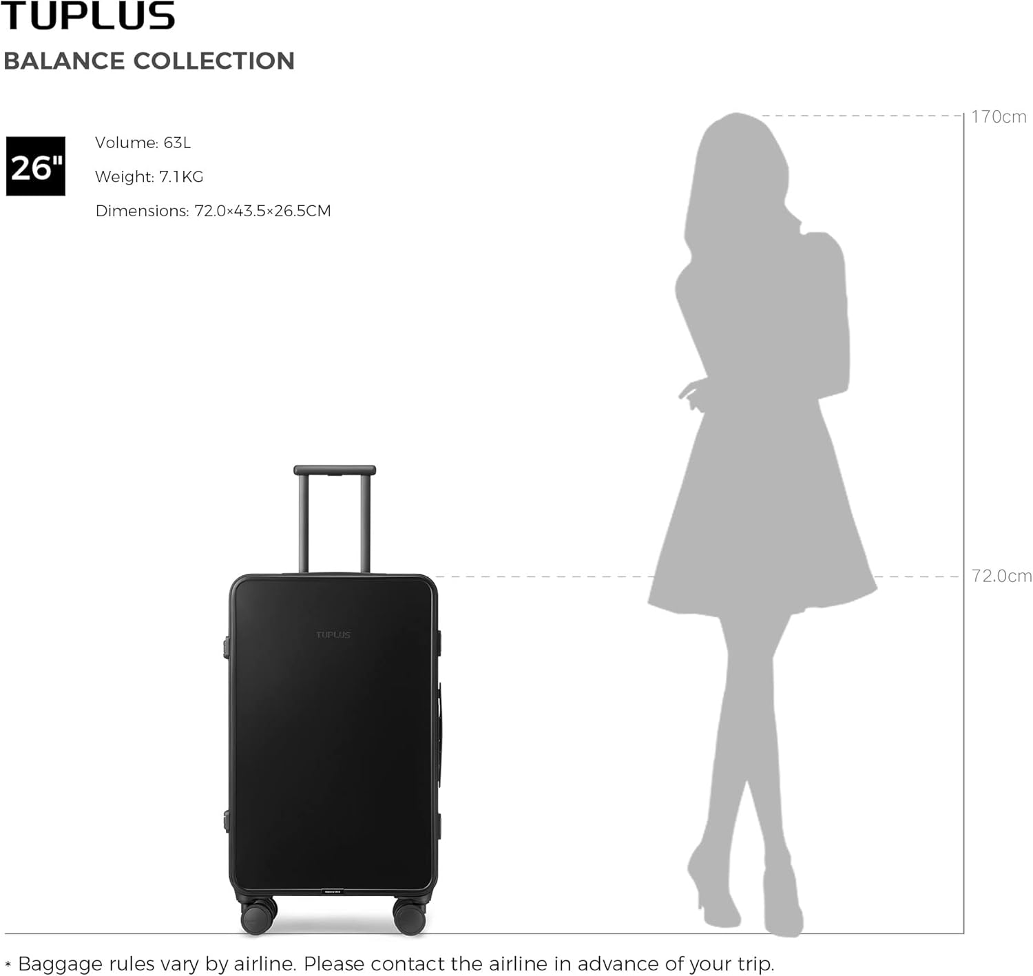 Thumbnail 5 de TUPLUS Suitcase Hard Shell Luggage with Aluminum-Magnesium Body, 4 Spinner Wheels and TSA Lock