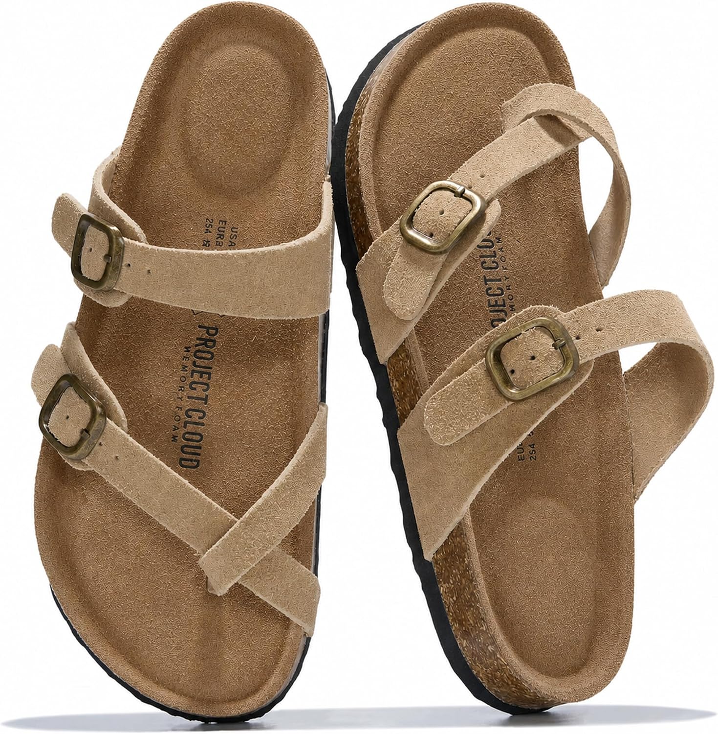 Detalle de Project Cloud 100% Genuine Leather Women's Sandals: Lightweight, Cushioned Memory Foam Slides