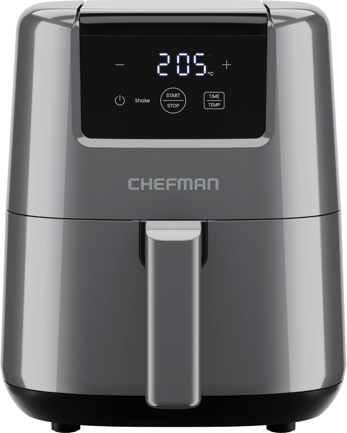 Chefman 2L Mini Air Fryer (Digital, Grey) – compact 2-litre model with shake reminder