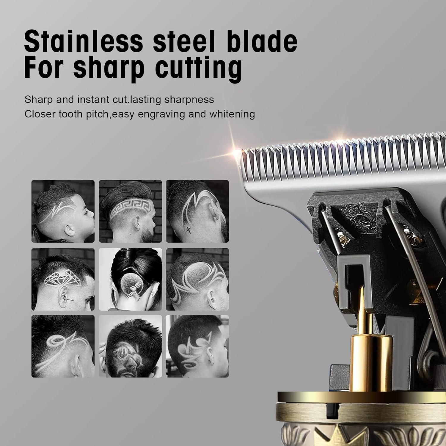Detalle de Suttik cordless professional men’s hair clipper & trimmer kit with charging dock, LED display and guide combs