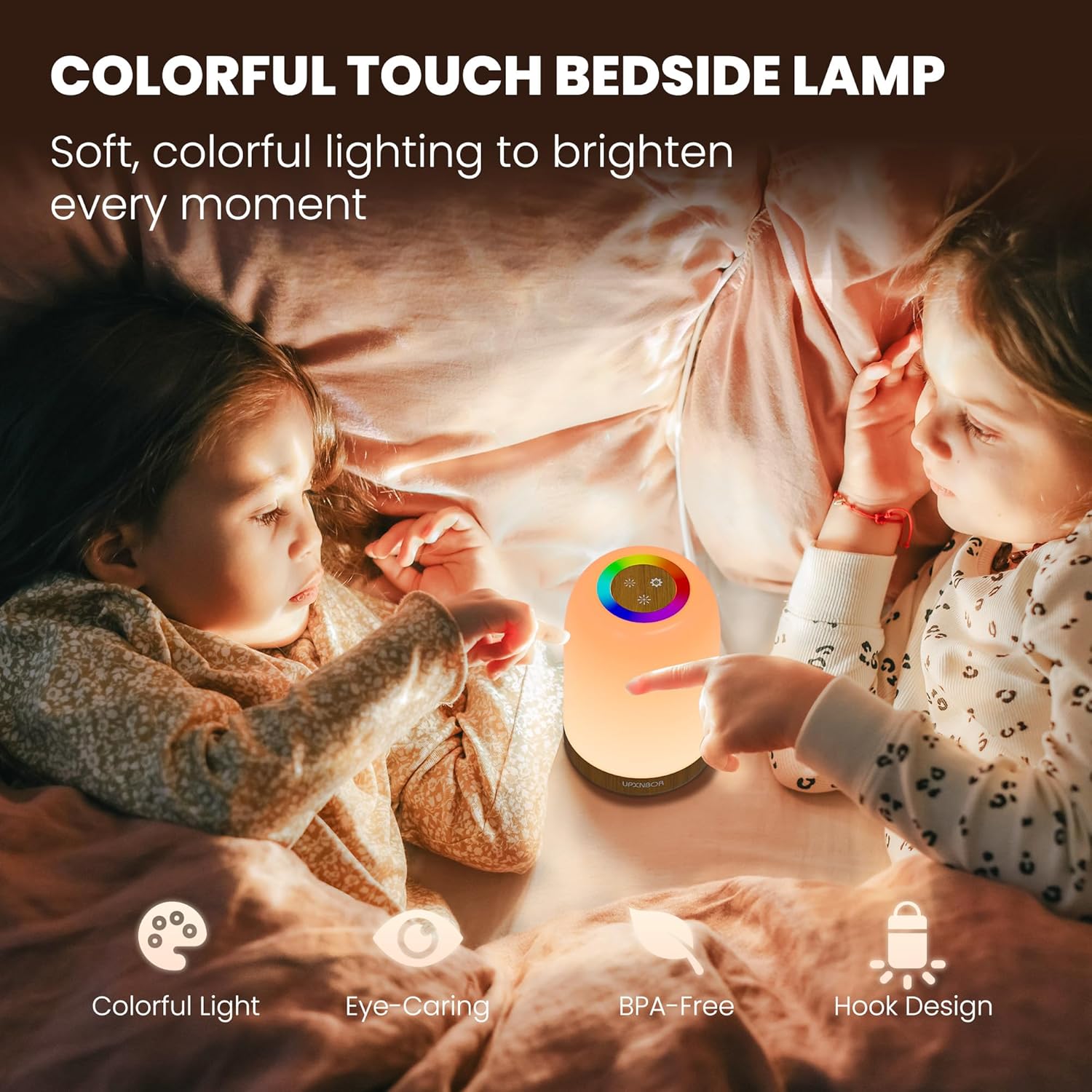 Thumbnail 1 de UPXNBOR Night Light: USB‑Rechargeable LED Touch Bedside Lamp with 256 RGB Colours
