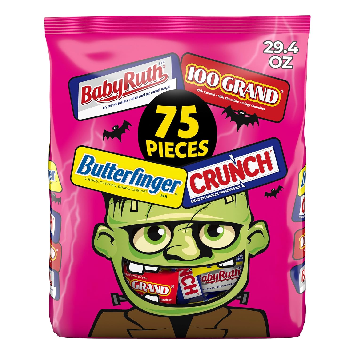 Detalle de Butterfinger, CRUNCH, Baby Ruth and 100 Grand Assorted Halloween Candy, 75 Count