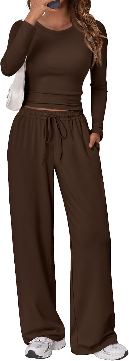 Detalle de Trendy Queen Women's 2 Piece Fall Lounge Set with Pockets – Cozy, Practical, All-Season Wear